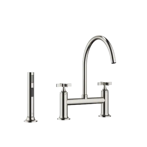 VAIA Two-hole bridge mixer with side spray set - Brushed Platinum - Set containing 2 articles