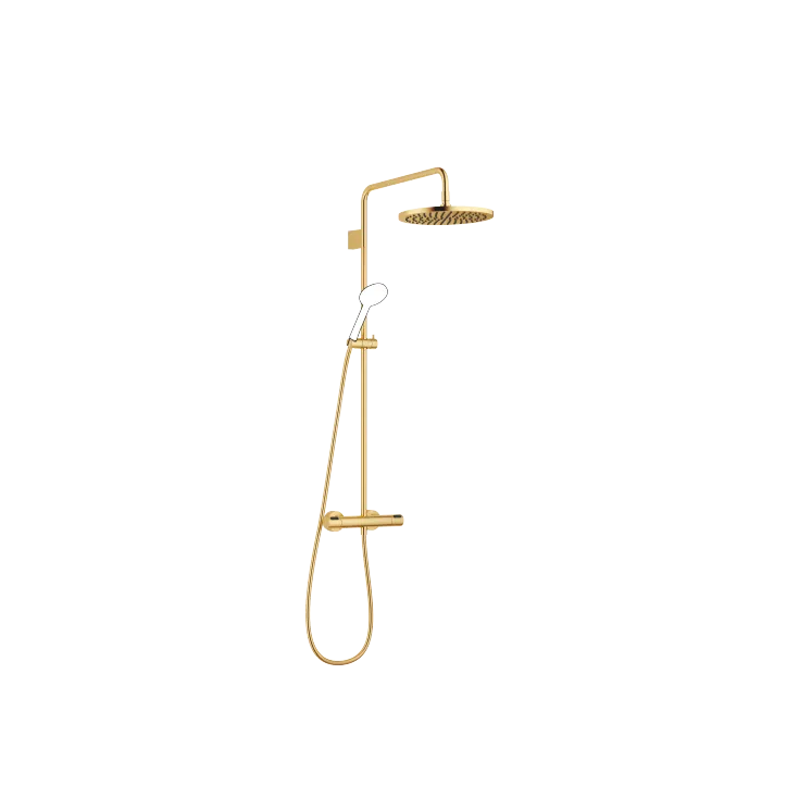 Shower pipe with shower thermostat without hand shower - Brushed Durabrass (23kt Gold) - 34 465 979-28