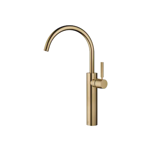 META Single-lever basin mixer with raised base without pop-up waste - Brushed Dark Brass (PVD) - 33 534 661-39