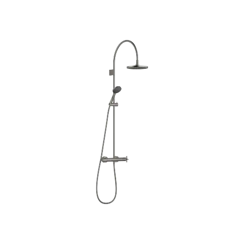VAIA Showerpipe-Anwendung mit Brause-Thermostat FlowReduce 220 mm - Dark Platinum gebürstet - Set aus 2 Artikeln