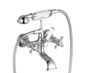 MADISON Bath mixer for wall mounting with hand shower set - Brushed Dark Brass (PVD) - 25 023 360-39