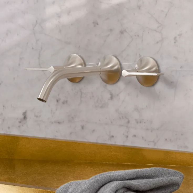 VAIA Wall-mounted basin mixer without pop-up waste - Dark Chrome - 36 712 819-19