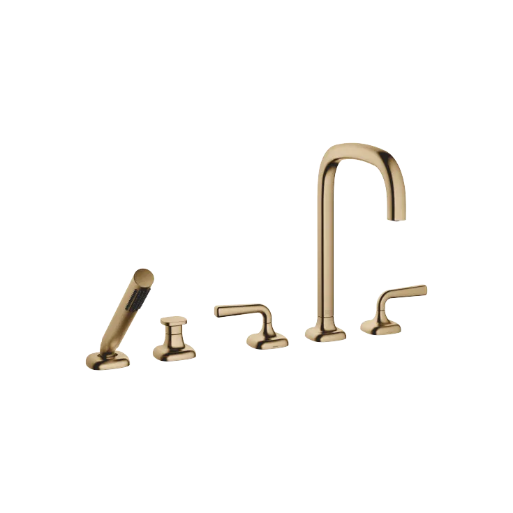 COYA Five-hole bath mixer for deck mounting with diverter - Brushed Dark Brass (PVD) - 27 522 414-39