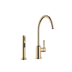 VAIA Single-lever mixer with rinsing spray set - Durabrass (23kt Gold) - Set containing 2 articles