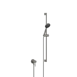 Mitigeur monocommande encastré avec raccord de douche intégré avec garniture de douche - Dark Platinum brossé - Set contenant 2 articles