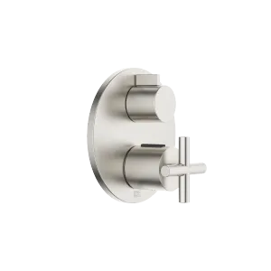 TARA Thermostat à encastrer avec réglage de débit et robinet d'arrêt intégré - Platine brossé - 36 425 892-06