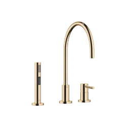 TARA Two-hole mixer with individual rosettes with rinsing spray set - Durabrass (23kt Gold) - Set containing 2 articles