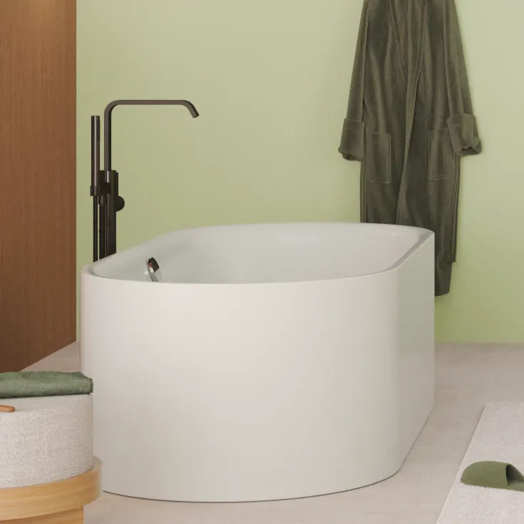 IMO Monomando de bañera en columna para montaje exento con juego de ducha de mano - Dark Chrome - 25 863 671-19