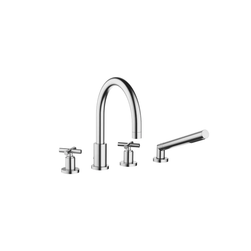 TARA Brushed Chrome Tub faucets: Deck-mounted tub mixer, with hand ...