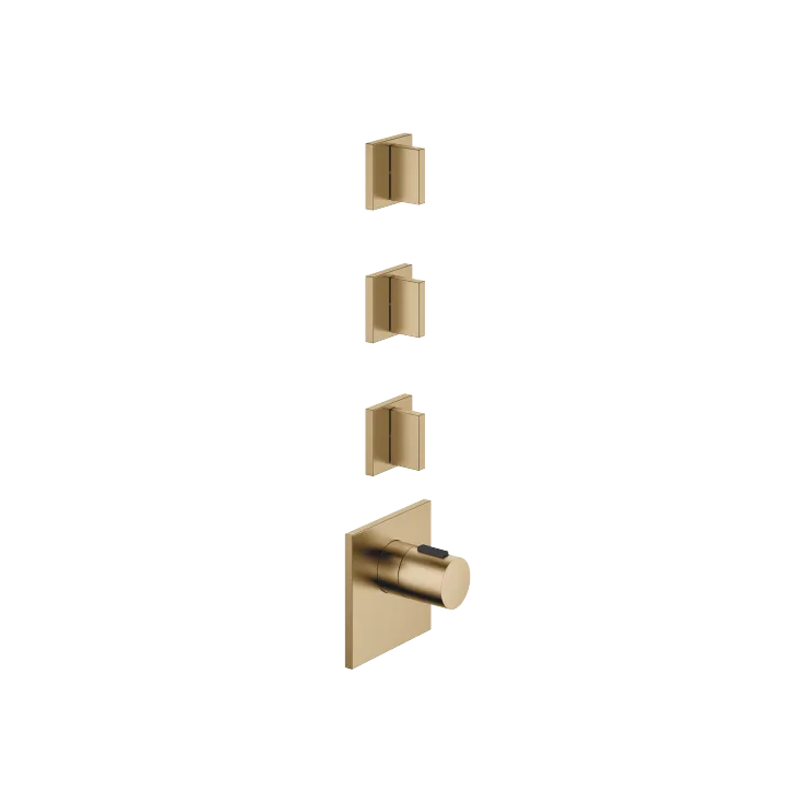 MEM xTOOL Thermostatmodul mit 3 Ventilen - Dark Brass gebürstet - Set aus 4 Artikeln