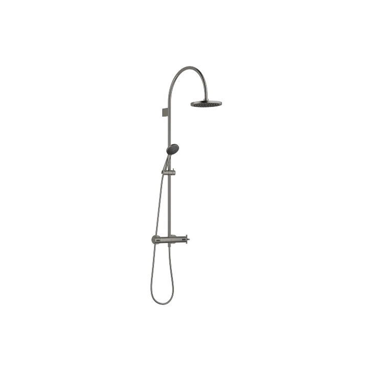 TARA Showerpipe mit Brausethermostat 220 mm - Dark Platinum gebürstet - Set aus 2 Artikeln