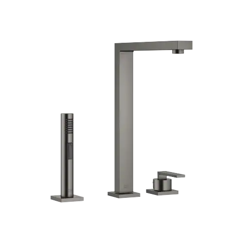 LOT Einhebelmischer mit Einzelrosetten mit Spülbrausegarnitur - Dark Platinum gebürstet - Set aus 2 Artikeln