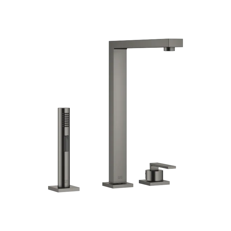 LOT Einhebelmischer mit Einzelrosetten mit Spülbrausegarnitur - Dark Platinum gebürstet - Set aus 2 Artikeln