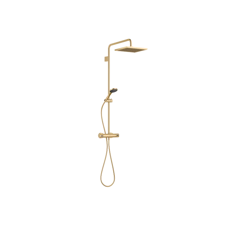 SERIES SPECIFIC Showerpipe with shower thermostat - Brushed Durabrass (23kt Gold) - Set containing 2 articles