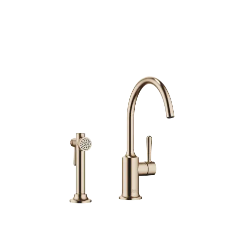 VAIA Single-lever mixer with rinsing spray set - Brushed Champagne (22kt Gold) - Set containing 2 articles