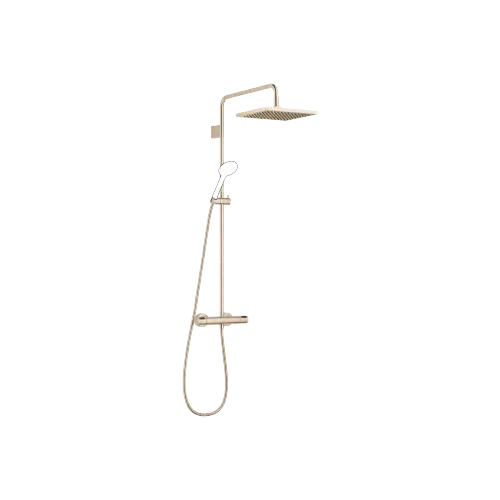 Showerpipe with shower thermostat without hand shower 300 x 240 mm - Brushed Light Gold (PVD) - 34 464 980-27