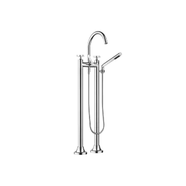 VAIA Two-hole bath mixer for free-standing assembly with hand shower set - Chrome - 25 943 809-00