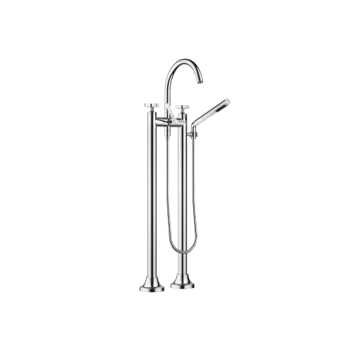 VAIA Two-hole bath mixer for free-standing assembly with hand shower set - Chrome - 25 943 809-00