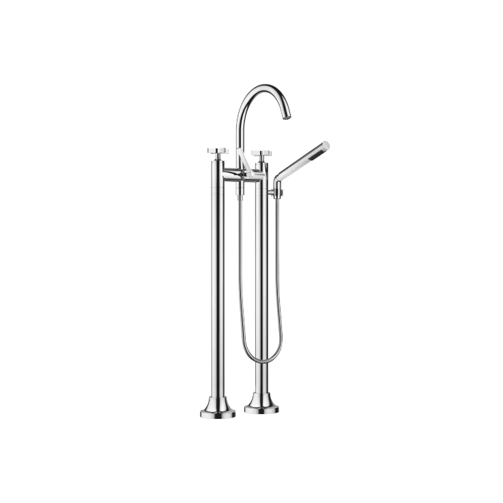 VAIA Two-hole bath mixer for free-standing assembly with hand shower ...