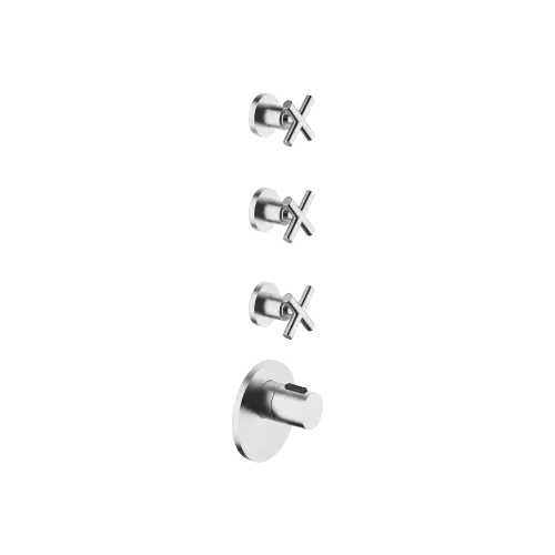 TARA xTOOL Thermostat module with 3 valves - Brushed Chrome - Set containing 4 articles