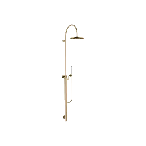 Shower system with single-lever shower mixer without hand shower FlowReduce - Brushed Dark Brass (PVD) - 26 025 661-39