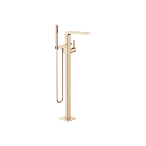 CL.1 Single-lever bath mixer with stand pipe for free-standing assembly with hand shower set - Brushed Champagne (22kt Gold) - 25 863 705-46