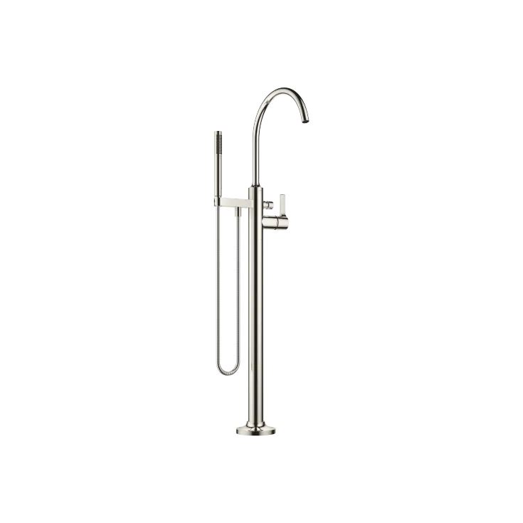VAIA Single-lever bath mixer with stand pipe for free-standing assembly with hand shower set - Platinum - 25 863 809-08