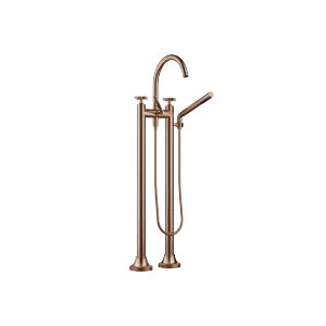 VAIA Two-hole bath mixer for free-standing assembly with hand shower set - Brushed Bronze - 25 943 809-42