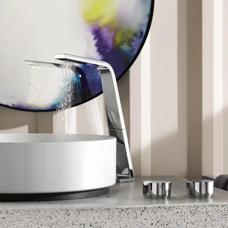 CL.1 Deck-mounted basin spout without pop-up waste - Brushed Platinum - 13 717 705-06