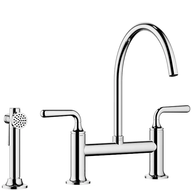 VAIA Two-hole bridge mixer with rinsing spray set - Brushed Dark Bronze (PVD) - ST 1102 021 809-43