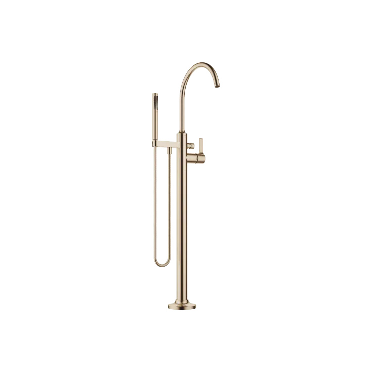 VAIA Single-lever bath mixer with stand pipe for free-standing assembly with hand shower set - Brushed Champagne (22kt Gold) - 25 863 809-46 0050