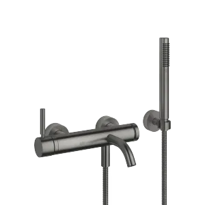 META Single-lever bath mixer for wall mounting with hand shower set - Brushed Dark Platinum - 33 233 660-99