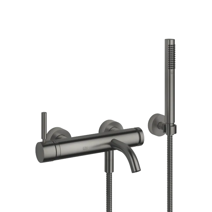META Single-lever bath mixer for wall mounting with hand shower set - Brushed Dark Platinum - 33 233 660-99