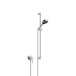 Concealed single-lever mixer with integrated shower connection with shower set - Platinum - Set containing 2 articles