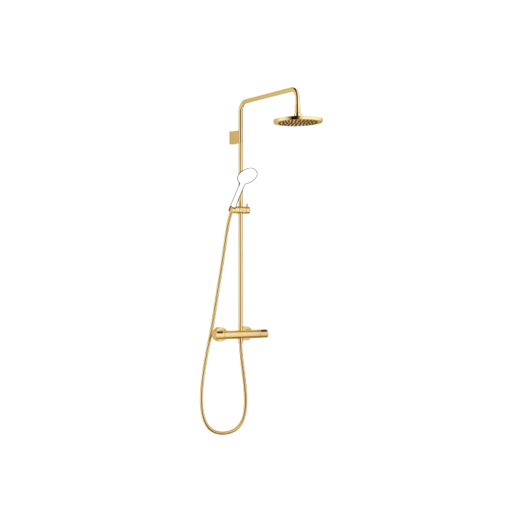 Shower pipe with shower thermostat without hand shower FlowReduce - Brushed Durabrass (23kt Gold) - 34 464 979-28