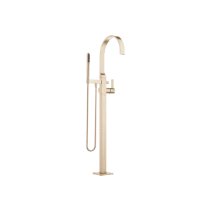 MEM Single-lever bath mixer with stand pipe for free-standing assembly with hand shower set - Brushed Champagne (22kt Gold) - 25 863 782-46