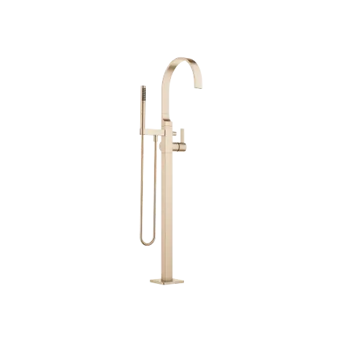 MEM Single-lever bath mixer with stand pipe for free-standing assembly with hand shower set - Brushed Champagne (22kt Gold) - 25 863 782-46