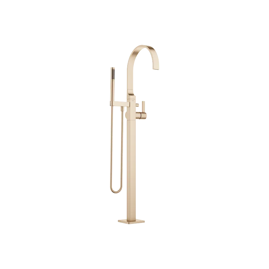 MEM Single-lever bath mixer with stand pipe for free-standing assembly with hand shower set - Brushed Champagne (22kt Gold) - 25 863 782-46