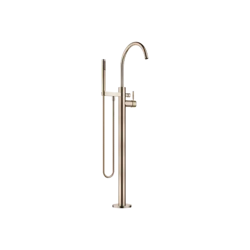 Single-lever tub mixer with stand pipe for freestanding installation with hand shower set - Brushed Champagne (22kt Gold) - 25 863 661-46