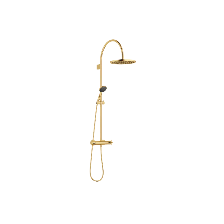 TARA Shower pipe with shower thermostat 300 mm - Brushed Durabrass (23kt Gold) - Set containing 2 articles