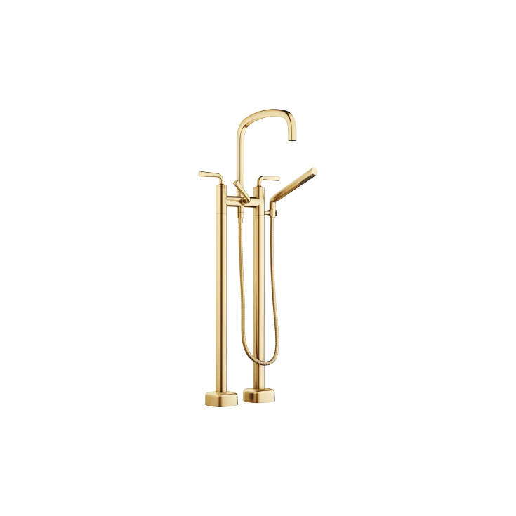 COYA Two-hole bath mixer for free-standing assembly with hand shower set - Brushed Durabrass (23kt Gold) - 25 943 414-28
