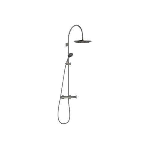 VAIA Showerpipe Application with shower thermostat 300 mm - Brushed Dark Platinum - Set containing 2 articles