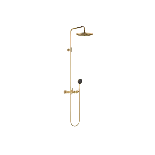 TARA Showerpipe application with shower mixer 11-3/4" - Brushed Durabrass (23kt Gold) - Set containing 2 articles