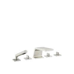 CL.1 Five-hole bath mixer for deck mounting with diverter - Brushed Platinum - Set containing 5 articles
