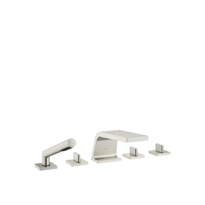 CL.1 Five-hole bath mixer for deck mounting with diverter - Brushed Platinum - Set containing 5 articles