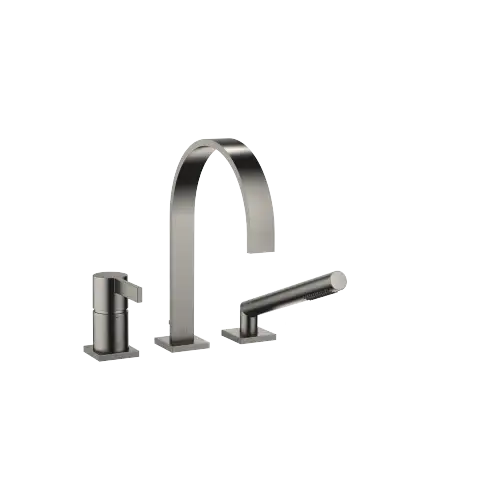MEM Three-hole single-lever bath mixer for bath rim or tile edge installation - Brushed Dark Platinum - 27 412 782-99 0050