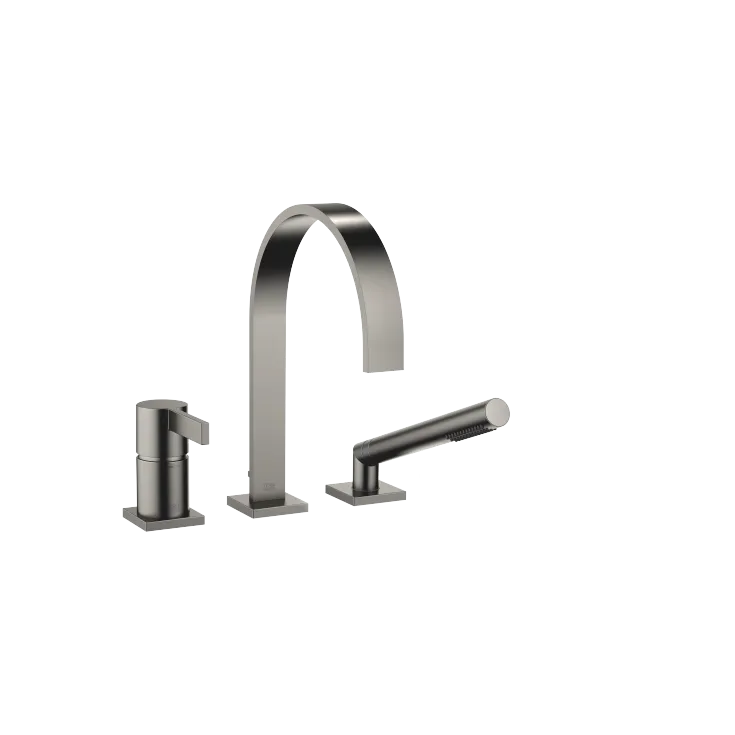 MEM Three-hole single-lever bath mixer for bath rim or tile edge installation - Brushed Dark Platinum - 27 412 782-99 0050