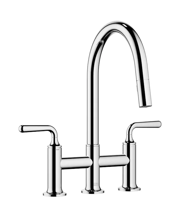 VAIA Three-hole bridge mixer Pull-down with spray function - Brushed Dark Bronze (PVD) - 19 870 809-43
