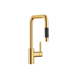 META SQUARE Single-lever mixer Pull-down with spray function - Brushed Durabrass (23kt Gold) - 33 870 861-28