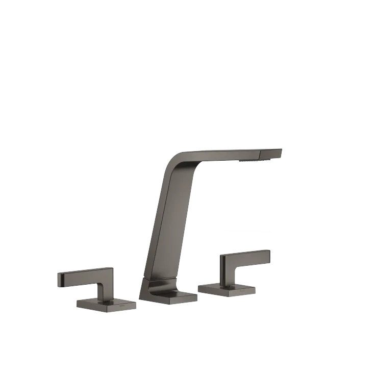 CL.1 Three-hole basin mixer without pop-up waste - Brushed Dark Platinum - Set containing 3 articles